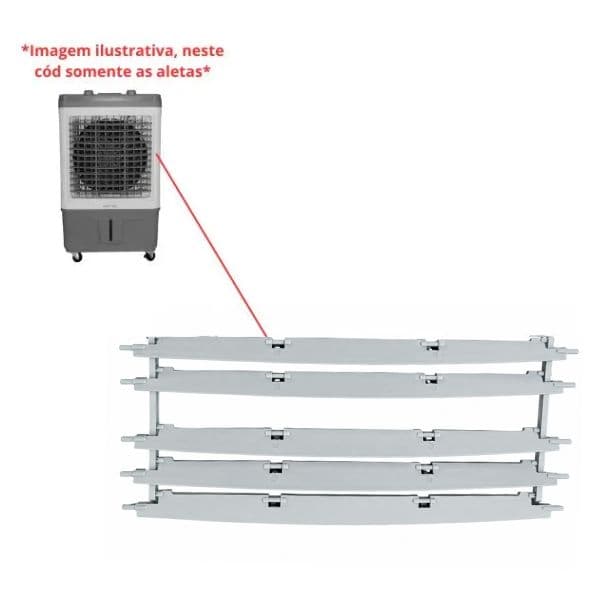 Aletas Horizontais 0UN-KIT P/Climatizador Ventisol CLIN35LT CLIN60LT CLIN60 Duplo CLIN80LT Cinza -*SEM ALETA DIRECIONAL+c/Suportes Fixadores Lateral