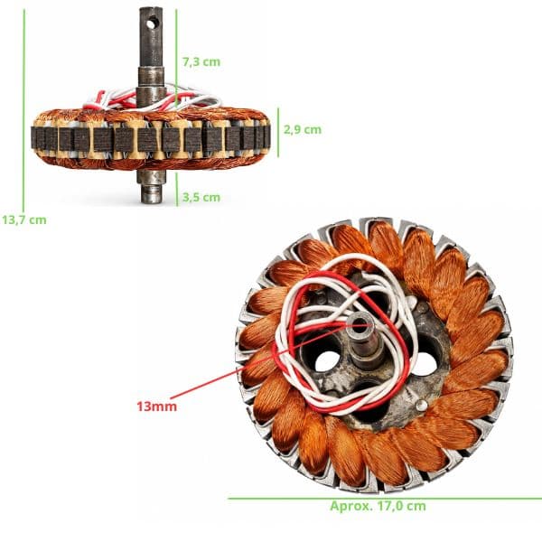 ESTATOR BOBINADO MOTOR VENTILADOR TETO LOREN SID 110V10,0UF MOTOR M1/M2 ANEL MAIOR C/2-ROLAMENTOS 6201ZZ - EIXO VAZADO COM ROSCA P/LUMINÁRIA