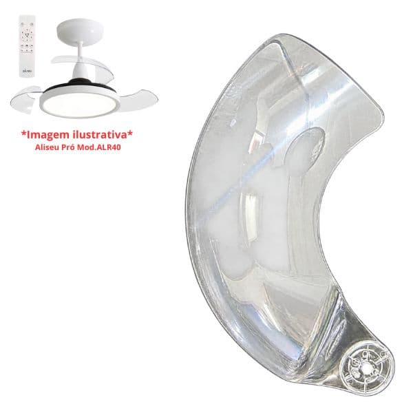 PÁ HÉLICE P/VENTILADOR DE TETO ALISEU RETRÁTIL MID Mod.ALR40 -*VENDIDA P/UNIDADE- PLÁSTICA CRISTAL