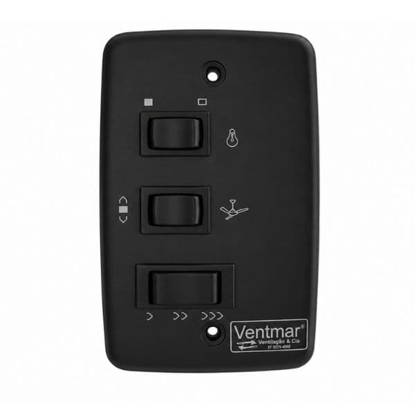 CHAVE P/VENTILADOR DE TETO 3-VEL PRETA BLACK CAP-10,0UF 3,0+7,0UF 1-TECLA LUZ - ARGE LOREN SID VENTI-DELTA LUNIK EFYX RIOPRELUSTRES ETC...