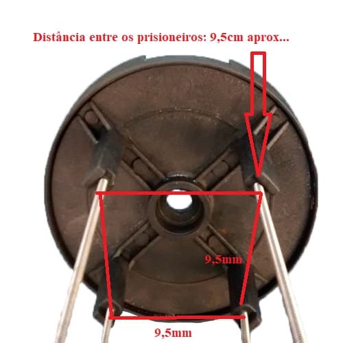 BASE SUPERIOR DO CORPO DO MOTOR ESPREMEDOR VITALEX EXTRATOR GRANDE SUPER INOX IPL - P/ROL 6201 - DIAM.EXT.17,5CM DIST.DOS PRISIONEIROS 9,5CM* - foto 1 de 4