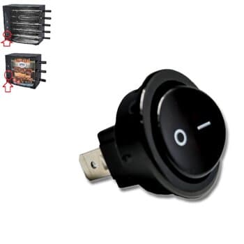 TECLA ASSADOR ELÉTRICO ARKE BOTÃO PRETO CAPA PRETA S/LUZ - BIV 110/10A 220V/5A - LIGA/DESLIGA MOTOR GIRATÓRIO - M.I/O COD.DC 205 - BOTÃO DO MOTOR GIRA