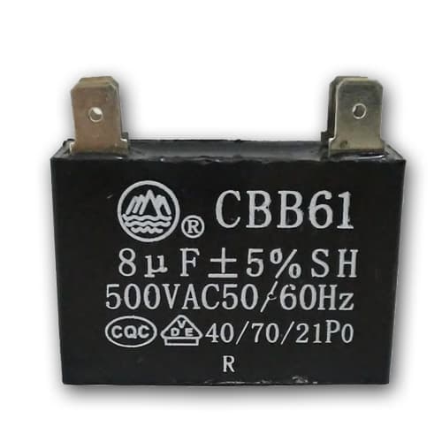 CAPACITOR 008,0UF 3/4TERMINAIS QD 500VAC - P/VENTILADOR VENTISOL OSCILANTE COLUNA 60CM NEW MX 110V - CAP008,0 - foto 1 de 1