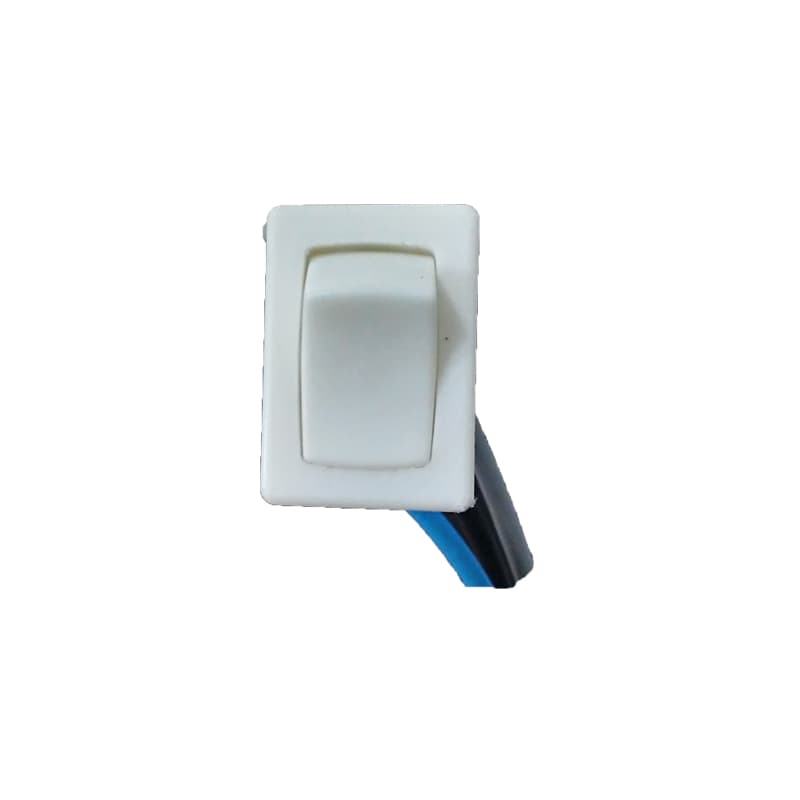 TECLA LIGA DESLIGA LUZ/LÂMPADA P/CHAVE DE VENTILADOR DE TETO - COR BRANCA - C/FIOS JÁ ESTANHADOS - VENDIDA P/UNIDADE - foto 1 de 2