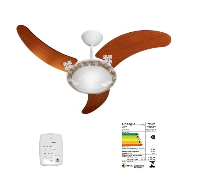 VENTILADOR DE TETO VENTI-DELTA VENTUS 110V10,0UF BRANCO 3PAS FACAO MDF COR MOGNO LUM.P/2 LAMP - VIDRO DECORADO CHAVE 3VEL - foto 1 de 2