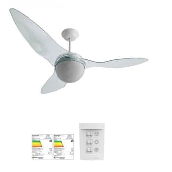 VENTILADOR DE TETO ALISEU TERRAL CV3V CRISTAL 110V150W LUMINÁRIA P/2-LÂMP - *MAIOR VENTILAÇÃO + SILENCIOSO - CONSUMO A*