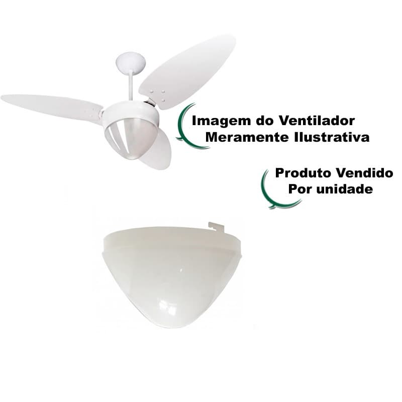 GLOBO CúPULA PLáSTICA DA LUMINáRIA VENTILADOR VENTISOL AIRES - VENTISOL LUMIAR - VENTISOL PéTALOS - APENAS O GLOBO PLáSTICO - foto 1 de 4