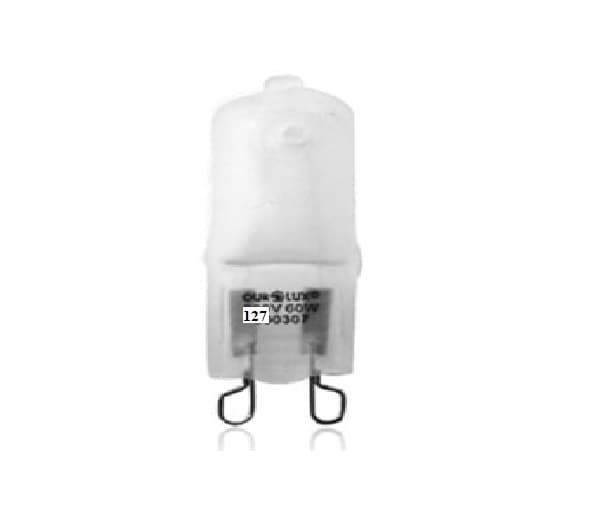 LÂMPADA P/VENTILADOR DE TETO LATINA AIR, SPIRIT 203 303, ALISEU SMART 110VOLTS - LÂMPADA HÁLOGENA HALOPIN BI-PINO MINI JC G9 110V 60W - foto 1 de 3
