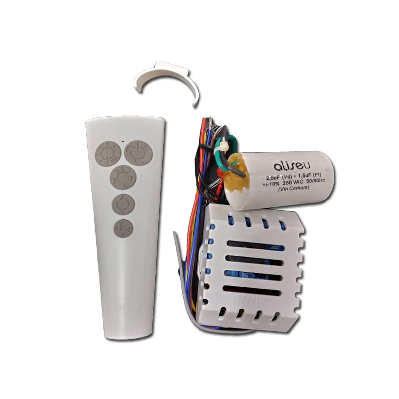 CONTROLE REMOTO VENTILADOR ALISEU 220V04,0UF KIT IC55 P/DUO INSPIRE NANO SLIM SMART TERRAL WAVE - TRANSMISSOR+RECEPTOR C/CAPACITOR - 220VOLTS - foto 1 de 1