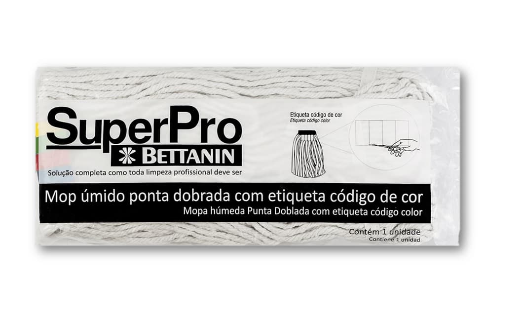 REFIL MOP ÚMIDO PONTA DOBRADA - 340GRAMAS - REFIL RODO ESFREGãO CABELEIRA - ENCAIXE 17,50CM - SUPERPRO BETTANIN REF.SP9111P - foto 1 de 2