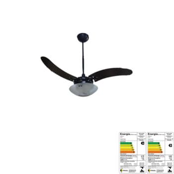 VENTILADOR DE TETO VENTI-DELTA LIGHT COR PRETA 127V 3PáS FACãO TABACO - LUSTRE CLEAN BRUXELAS ONIX ANTI-INSETO VIDRO RED.FOSCO - CHAVE 3VELOCIDADES