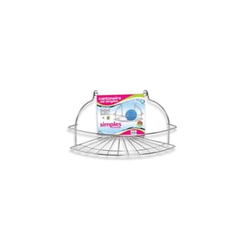 PORTA SHAMPOO CANTONEIRA EM METAL SIMPLES CROMADA - CANTONEIRA PORTA SHAMPOO SOL R263 ORGANIZADOR 1 PRATELEIRA EM AçO CROMADO