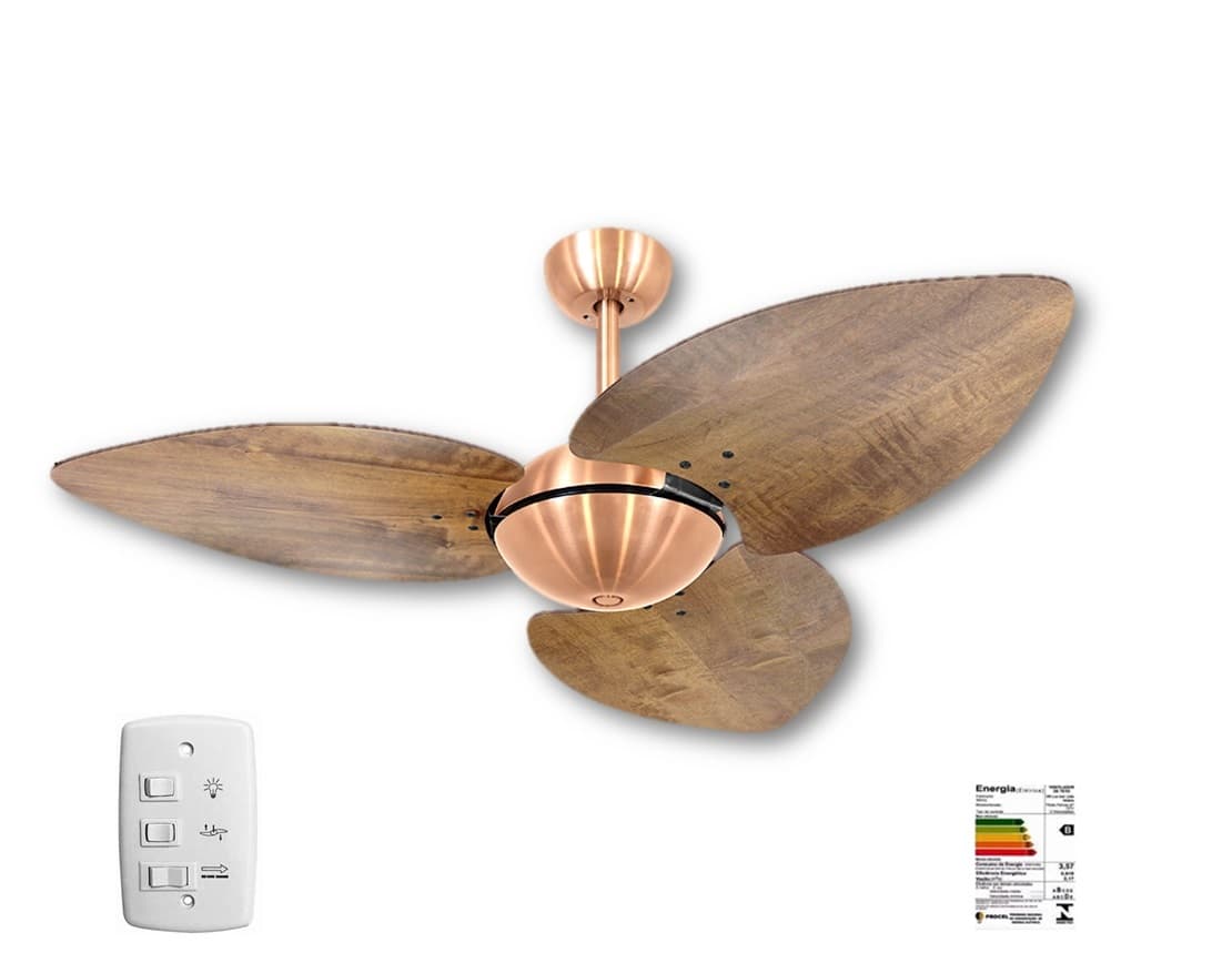 VENTILADOR DE TETO VOLARE DUNAMIS OFFICE BRONZE 110V10,5UF 3VEL 3PÁS MDF RADICA IMBUIA - SEM LUMINÁRIA P/ÁREA GOURMET - foto 1 de 4