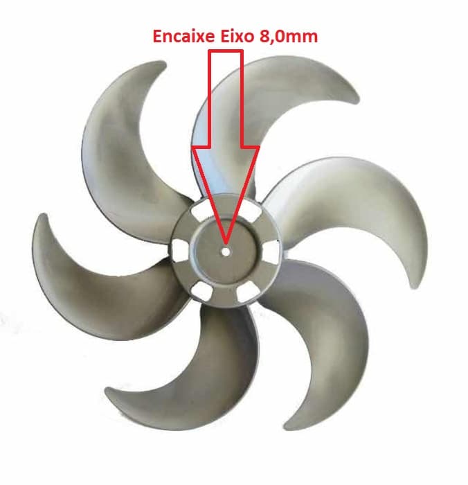 HELICE DE 30CM P/VENTILADOR VENTISOL TURBO6 NOTOS 30CM 6PAS COR CINZA - FIXADA C/PORCA ROCA ESQUERDA EIXO 08,0MM PONTA REDONDA C/TRAVA TRASEIRA - foto 1 de 2