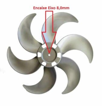HELICE DE 30CM P/VENTILADOR VENTISOL TURBO6 NOTOS 30CM 6PAS COR CINZA - FIXADA C/PORCA ROCA ESQUERDA EIXO 08,0MM PONTA REDONDA C/TRAVA TRASEIRA