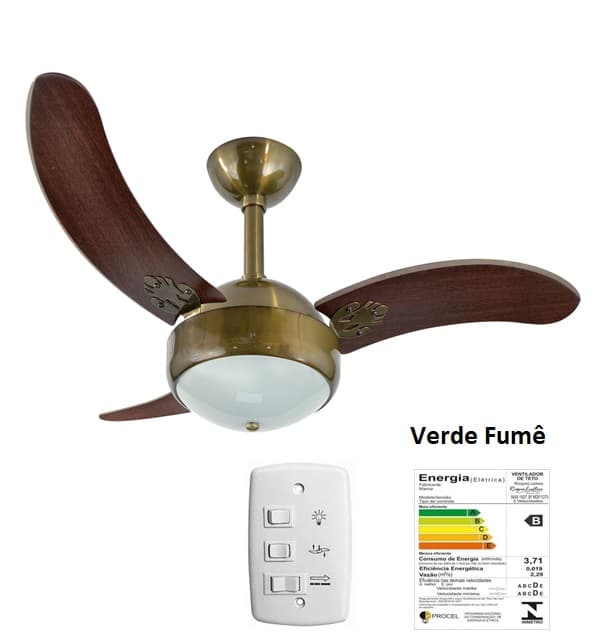 VENTILADOR DE TETO RIOPRELUSTRES MAX 1007 VERDE FUME 110V LUMINARIA P/2-LUZ CHAVE 3VEL - INFINITY MAX1007 VERDE FUME - foto 1 de 3