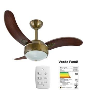 VENTILADOR DE TETO RIOPRELUSTRES MAX 1007 VERDE FUME 110V LUMINARIA P/2-LUZ CHAVE 3VEL - INFINITY MAX1007 VERDE FUME