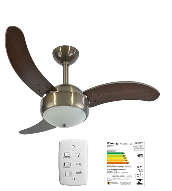 VENTILADOR DE TETO RIOPRELUSTRES MAX 1007 FUME 110V LUMINARIA P/2-LUZ CHAVE 3-VEL - INFINITY MAX1007 FUME - foto 1 de 3