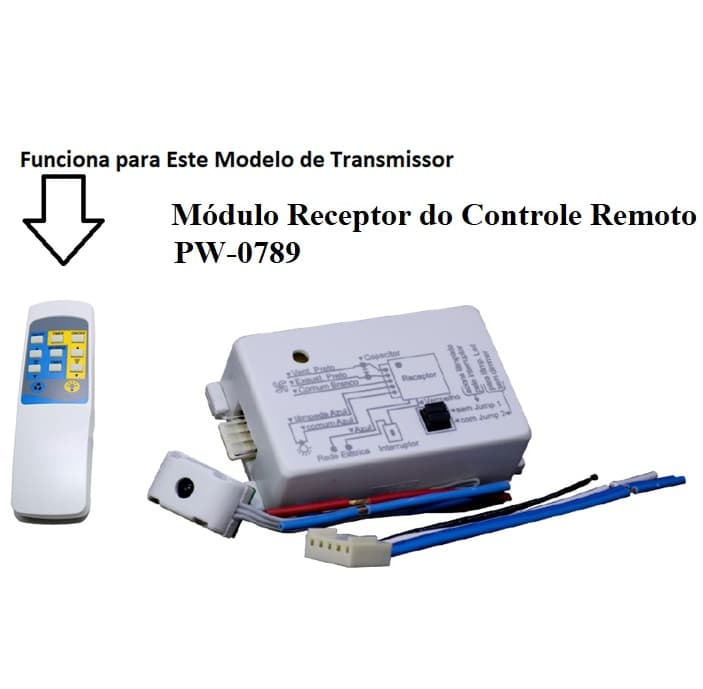 MÓDULO RECEPTOR DO CONTROLE REMOTO UNIVERSAL BIV P/VENTILADOR DE TETO - PW INFRA - USAR C/CAP-2FIOS - *APENAS O RECEPTOR - SUBST.LS LOREN SID - foto 1 de 2