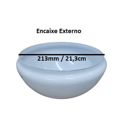 GLOBO CUPULA VIDRO P/VENTILADOR DE TETO ALISEU TERRAL - GLOBO DE VIDRO V02 LEITOSO 4 MOLAS GOLA 20MM - DIAM.ENCAIXE 213MM - foto 1 de 3