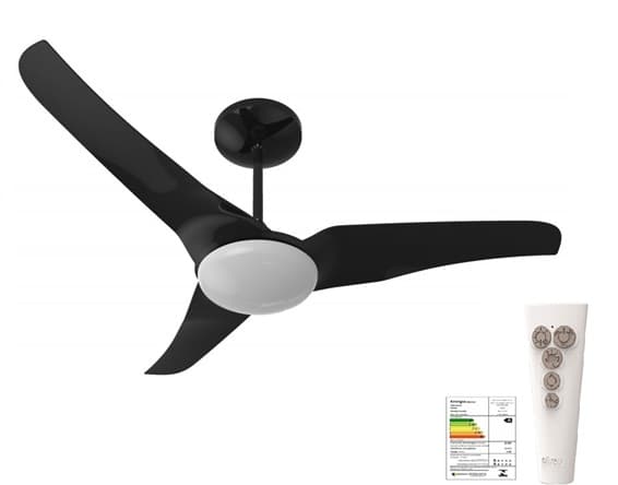 VENTILADOR DE TETO ALISEU SLIM 110V06,0UF 130W PRETO LUM.LED12W 6000K LUZ BRANCA - CONTROLE REMOTO C/CAP.10UF - foto 1 de 4