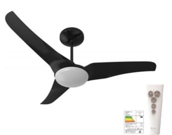 VENTILADOR DE TETO ALISEU SLIM 110V06,0UF 130W PRETO LUM.LED12W 6000K LUZ BRANCA - CONTROLE REMOTO C/CAP.10UF
