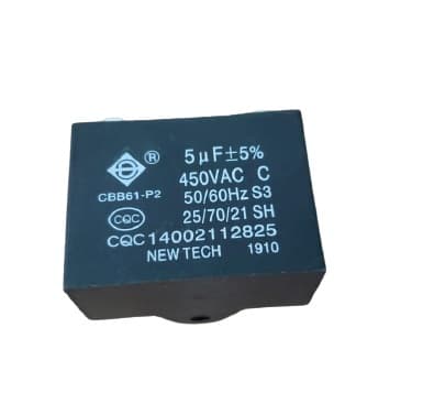 CAPACITOR 005,0UF 2 TERMINAL 2 PINOS QD 450VAC - P/CLIMATIZADOR VENTISOL CLIPRO45/70/100 LITROS 220VOLTS - foto 1 de 2