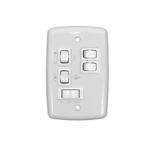 CHAVE P/VENTILADOR DE TETO R3LUZ 3VEL C/CAP.09,0UF 3,0+6,0MF C/REVERSÃO + 3-TECLAS LUZ - P/VENTI-DELTA LUNIK EFYX PRIMAVERA SPIRIT 110V - foto 1 de 1