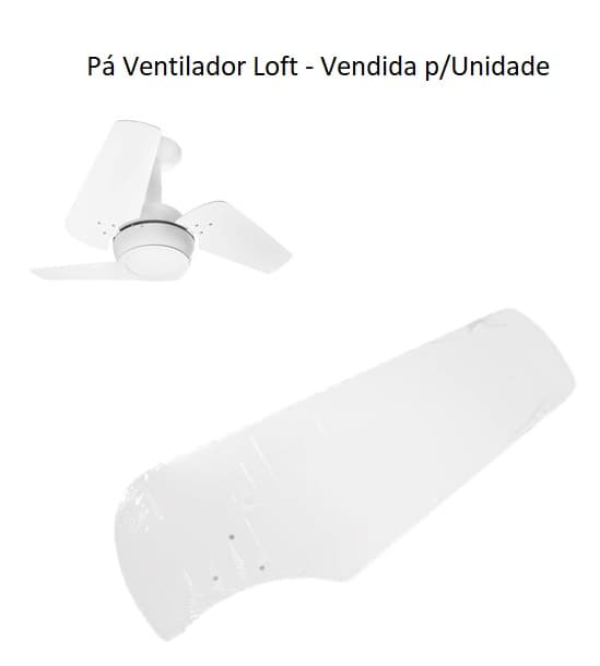 PÁ HÉLICE P/VENTILADOR DE TETO VENTI-DELTA LOFT - COR BRANCA - LINHA DECORATIVE - *VENDIDA P/UNIDADE - foto 1 de 2