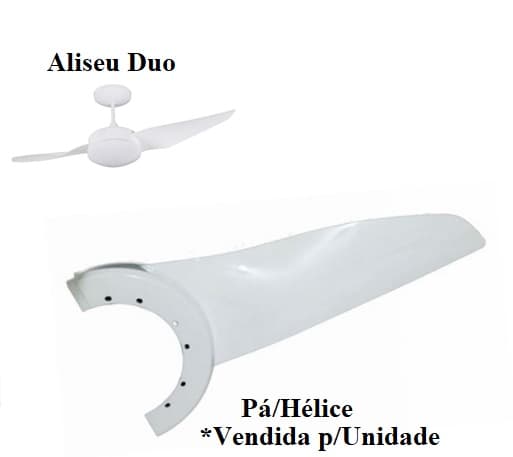 PA HELICE P/VENTILADOR DE TETO ALISEU DUO - PLÁSTICA BRANCA - ALISEU DOUBLE - *VENDIDA P/UNIDADE - foto 1 de 3