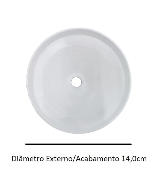 CANOPLA PLÁSTICA SUPERIOR P/VENTILADOR DE TETO CICLONE COR BRANCA - ENCAIXE EM HASTE 2,0CM - DIÂMETRO EXTERNO/ACABAMENTO 14,0CM - foto 1 de 3