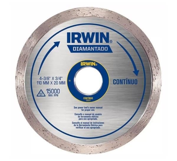 DISCO DE CORTE DIAMANTADO LISO 4.1/2 - 4-3/8" X 3X4 - 110MM X 20MM 15.000RPM/MAX - DISCO CONTíNUO - foto 1 de 1