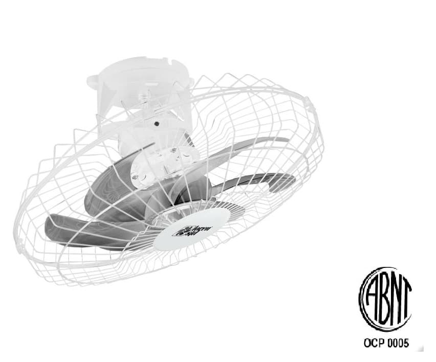 VENTILADOR DE TETO ORBITAL 50CM BIV160W07,5UF LOREN SID TURBO M2 G/MT BRANCO 6PÁS - ROTACAO 360-GRAUS - SEM LUMINARIA P/AREA GOURMET