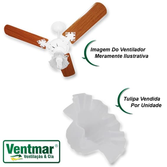 GLOBO TULIPA PL FLOR CARACOL TRANSPARENTE P/VENTILADOR DE TETO CICLONE / VENTI-DELTA - ENCAIXE EM SOQUETE 5,50CM APROX... - foto 1 de 3