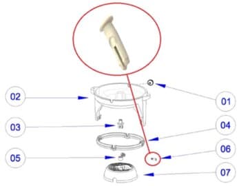 PINO DA TRAVA DO SUPORTE 3POSIçõES VENTILADOR DE TETO ORBITAL LOREN SID COR BRANCA - PINO TRAVA DO ORBITAL BR