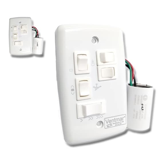 CHAVE VENTILADOR DE TETO R3LUZ 3VEL C/CAP.10,5UF 4,0+6,5MF C/REVERSÃO + 3-TECLAS LUZ - P/VOLARE 110VOLTS - foto 1 de 1