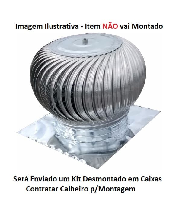 EXAUSTOR EóLICO DE 24 POLEGADAS/61CM - VAZãO 04000M3/H - KIT PARA MONTAGEM COM 44 ALETAS DE ALUMíNIO + 2 CHAPAS CSN26