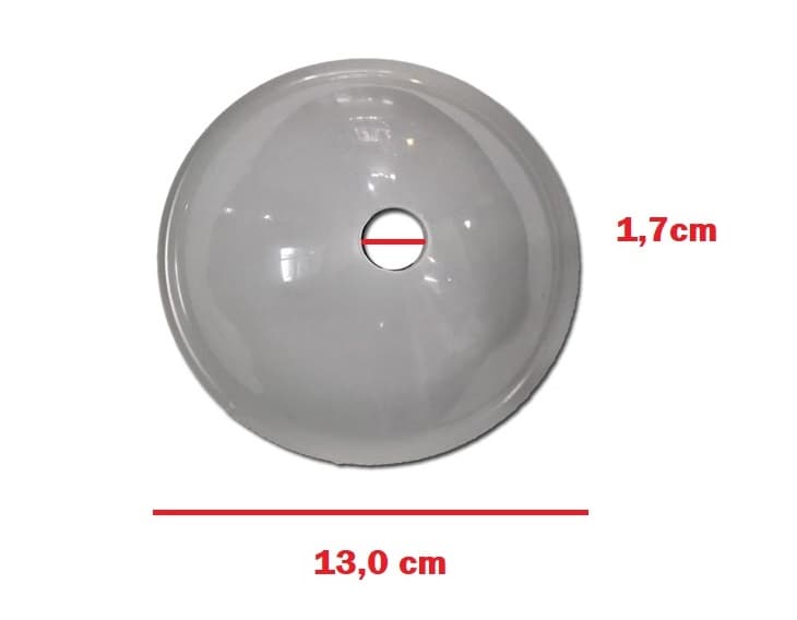 CANOPLA PLáSTICA SUPERIOR VENTILADOR DE TETO VENTI-DELTA LOREN SID ARGE TRON, ETC... COR CINZA - DIâMETRO 14CM HASTE 1,8CM - foto 1 de 2