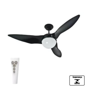 VENTILADOR DE TETO ALISEU TERRAL 110V150W PRETO LUM.P/2-LAMP CONTROLE REMOTO 3VEL - MAIOR VENTILACAO+SILENCIOSO *CONSUMO A