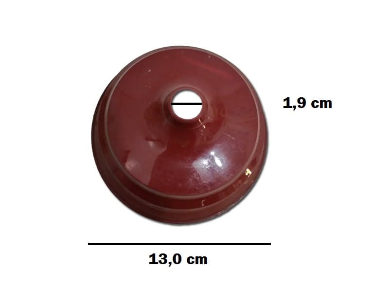 CANOPLA PLÁSTICA SUPERIOR P/VENTILADOR DE TETO ARGE - COR VINHO - DIÂMETRO 13CM - ENCAIXE EM HASTE 1,9CM - foto 1 de 2