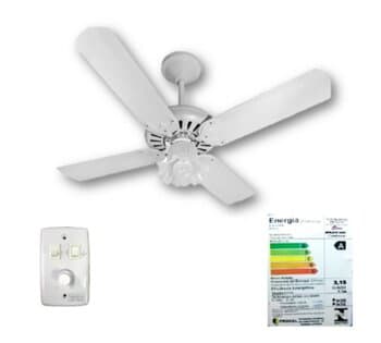VENTILADOR DE TETO VENTMAR SUPER CLN 220V03,0UF 130W MERIDIONAL BRANCO 4PAS ALU BRANCAS LUM.1-TULIPA PL FLOR CHAVE ROTATIVA - CONSUMO A/B