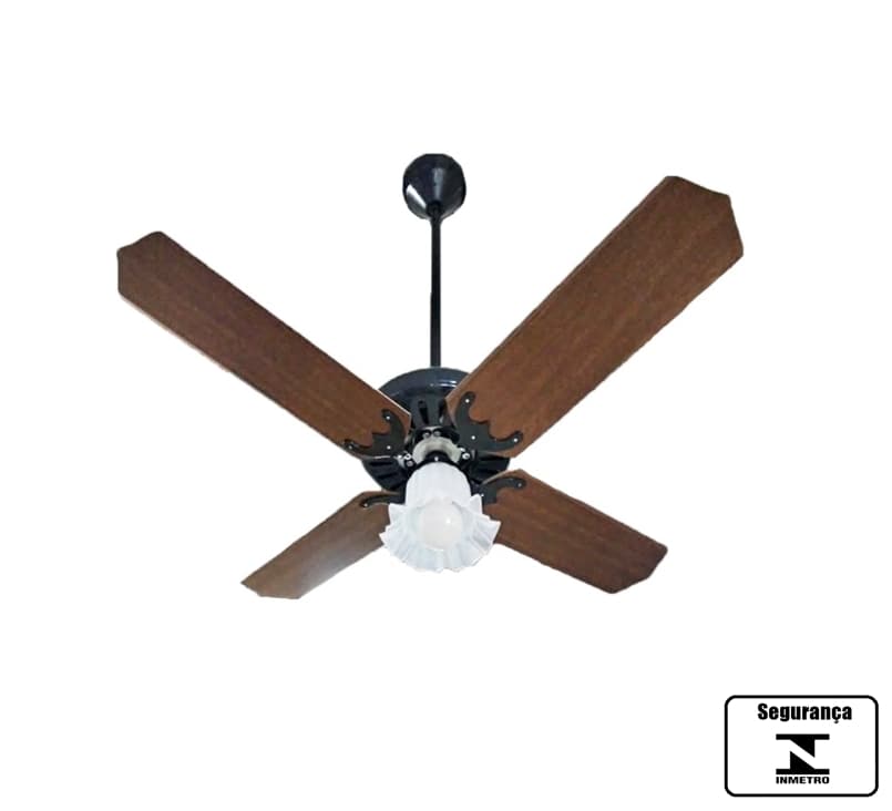 VENTILADOR DE TETO VENTMAR SUPER CLN 110V10,0UF 130W TROPICAL PRETO 4PAS MDF MOGNO LUM.1-TULIPA PL FLOR CHAVE ROTATIVA - CONSUMO A/B - foto 1 de 2