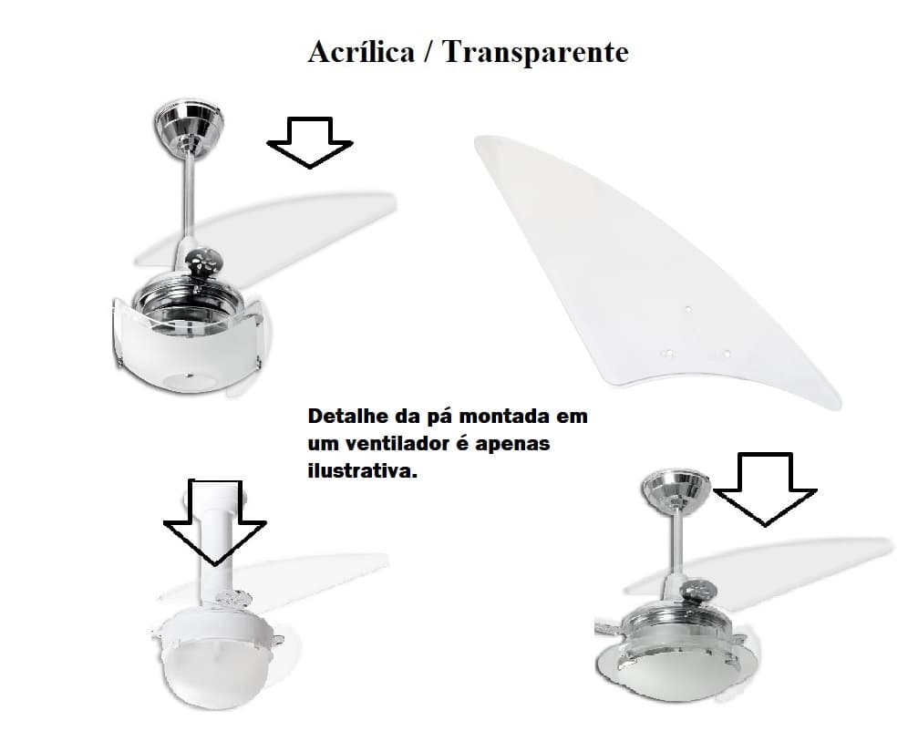 PÁ HÉLICE P/VENTILADOR LOREN SID M1/M2 RESIDENCE ONIX - MOD.FACÃO IRIS TRANSPARENTE P07I/TR - *VENDIDA P/UNIDADE - foto 1 de 4