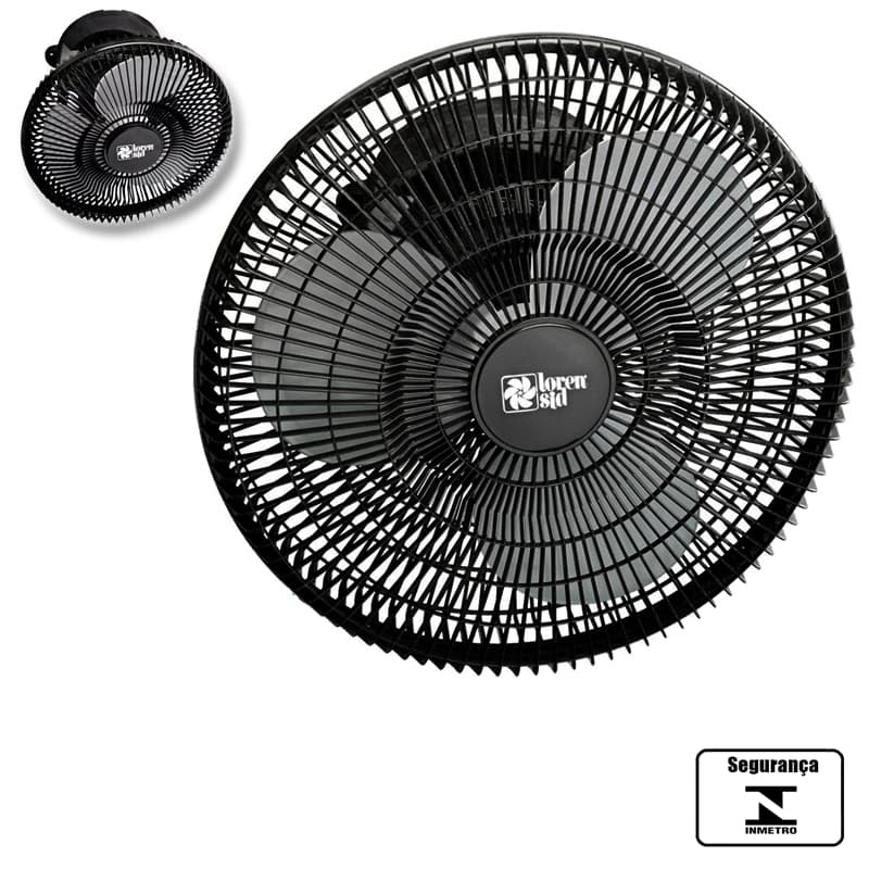 VENTILADOR DE TETO LOREN SID ORBITAL 40CM TURBO 220V PRETO 3PÁS G/PLÁSTICA - ROTACAO 360-GRAUS - SEM LUMINARIA P/AREA GOURMET