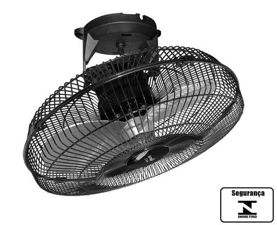 VENTILADOR DE TETO LOREN SID ORBITAL 30CM TURBO BIV PRETO G/METAL - ROTACAO 360-GRAUS - SEM LUMINARIA P/AREA GOURMET