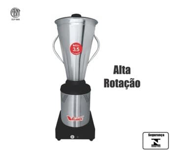 LIQUIDIFICADOR INDUSTRIAL 03,5LT AR-ALTA ROTAÇÃO VITALEX 110V1200W-CONSUMO/POTÊNCIA 22000RPM - COPO VITA INOX - LI-03,5/127V (OCP-005 ABNT)