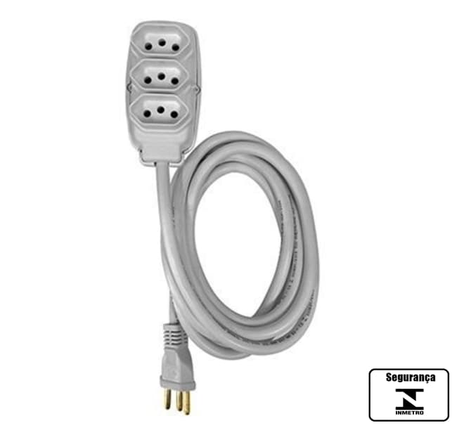 EXTENSãO ELéTRICA 3TOMADAS 3X2,50MM 5METROS - 2P+T X 3 TOMADA 3P20A BRANCA ILUMI - foto 1 de 1