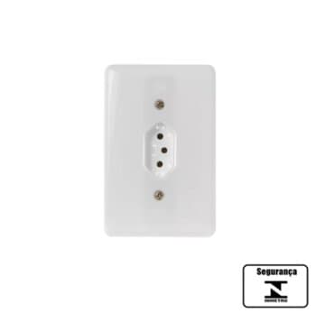 CONJUNTO TOMADA ELéTRICA SIMPLES 2P+T 20A COM TRAVA PINO DE 10 AMPERES - COR BRANCA - ILUMI STYLUS MONOBLOCO REF.20141 - FáCIL INSTALAçãO