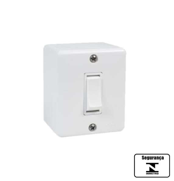 INTERRUPTOR ELéTRICO SISTEMA-X BRANCO - 1 TECLA COM CAIXA SOBREPOR - foto 1 de 2