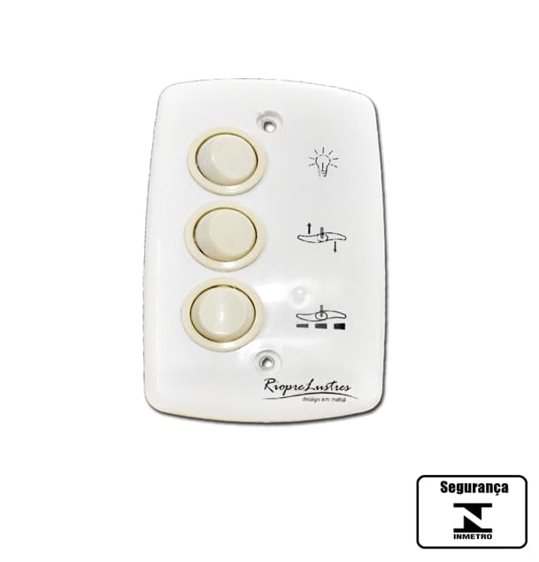 CHAVE P/VENTILADOR DE TETO 3-VEL CAP-10,0UF 4,0+6,0UF 1-TECLA LUZ - RIOPRELUSTRES 110V ORIGINAL TECLAS REDONDAS *SALDÃO* - LOREN SID VENTI-DELTA ARGE - foto 1 de 3